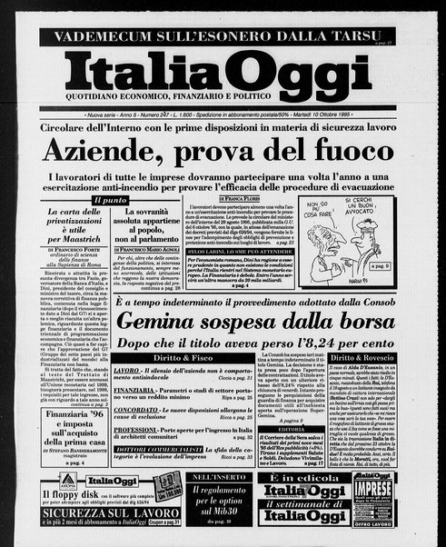 Italia oggi : quotidiano di economia finanza e politica